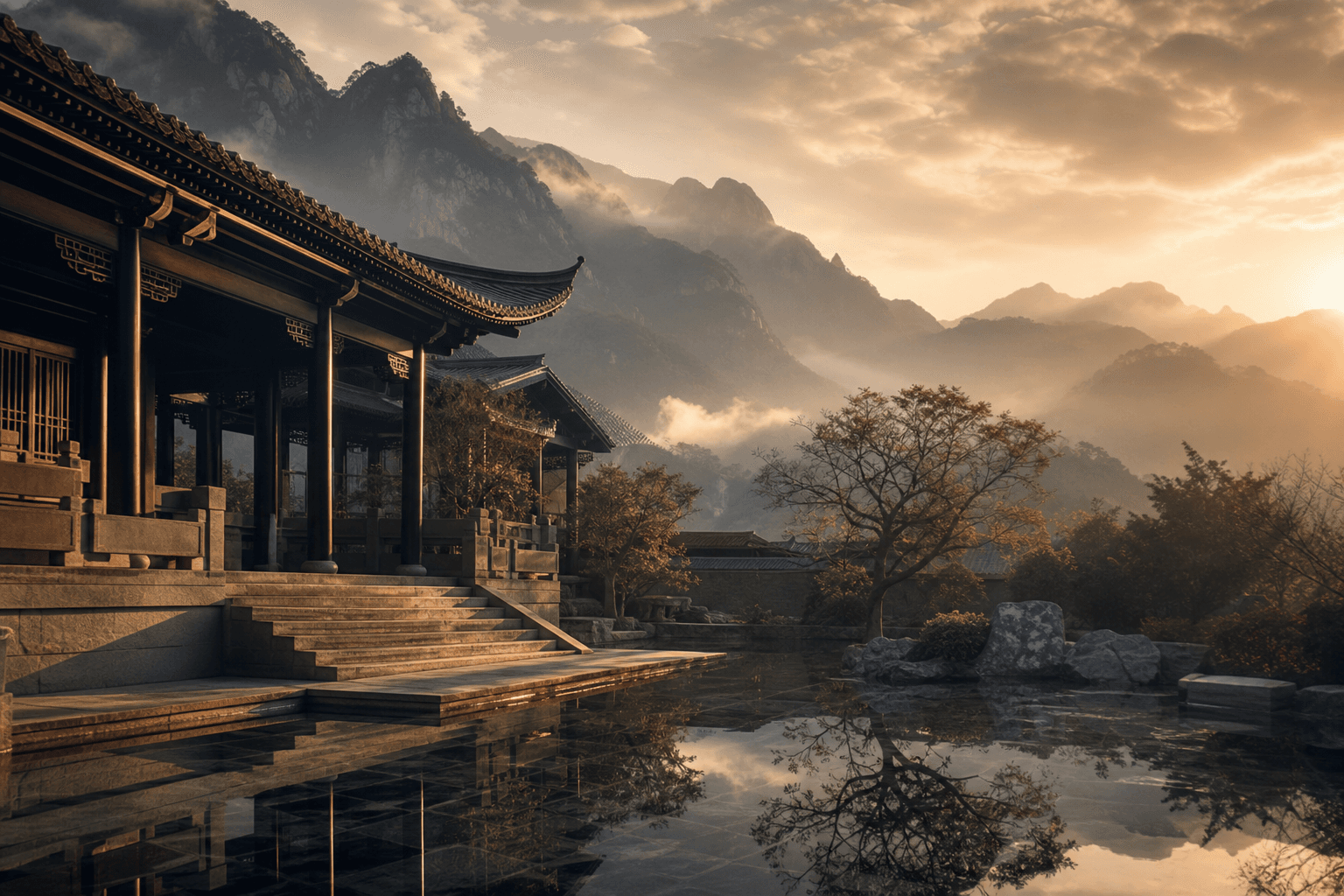 西山学堂意境图